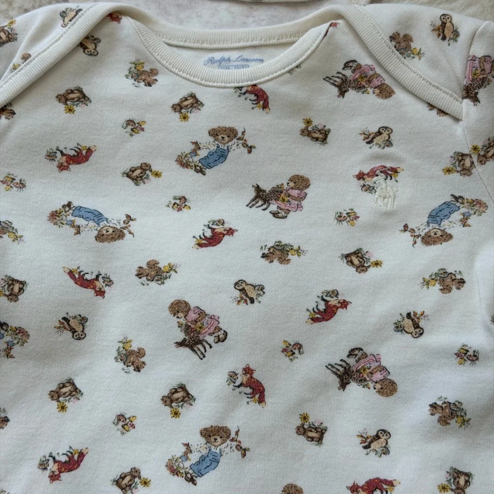 Ralph Lauren Cotton Bear 🐻 Floral 🌸 Print Girls Bodysuit Set- 24 M